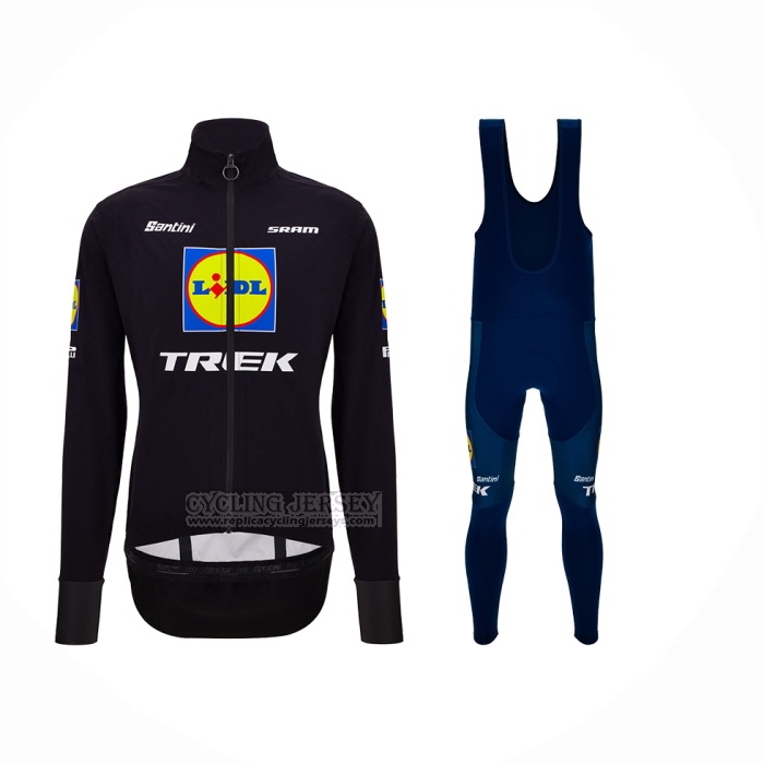 2024 Cycling Jersey Lidl Trek Black Blue Long Sleeve And Bib Short